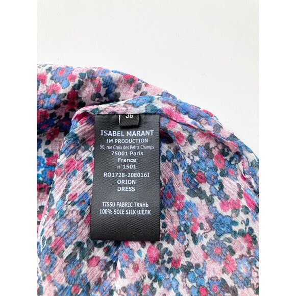 ISABEL MARANT Orion Blue Pink Floral Silk Georgette Mini Tunic Dress, Size 36/XS - Picture 15 of 16